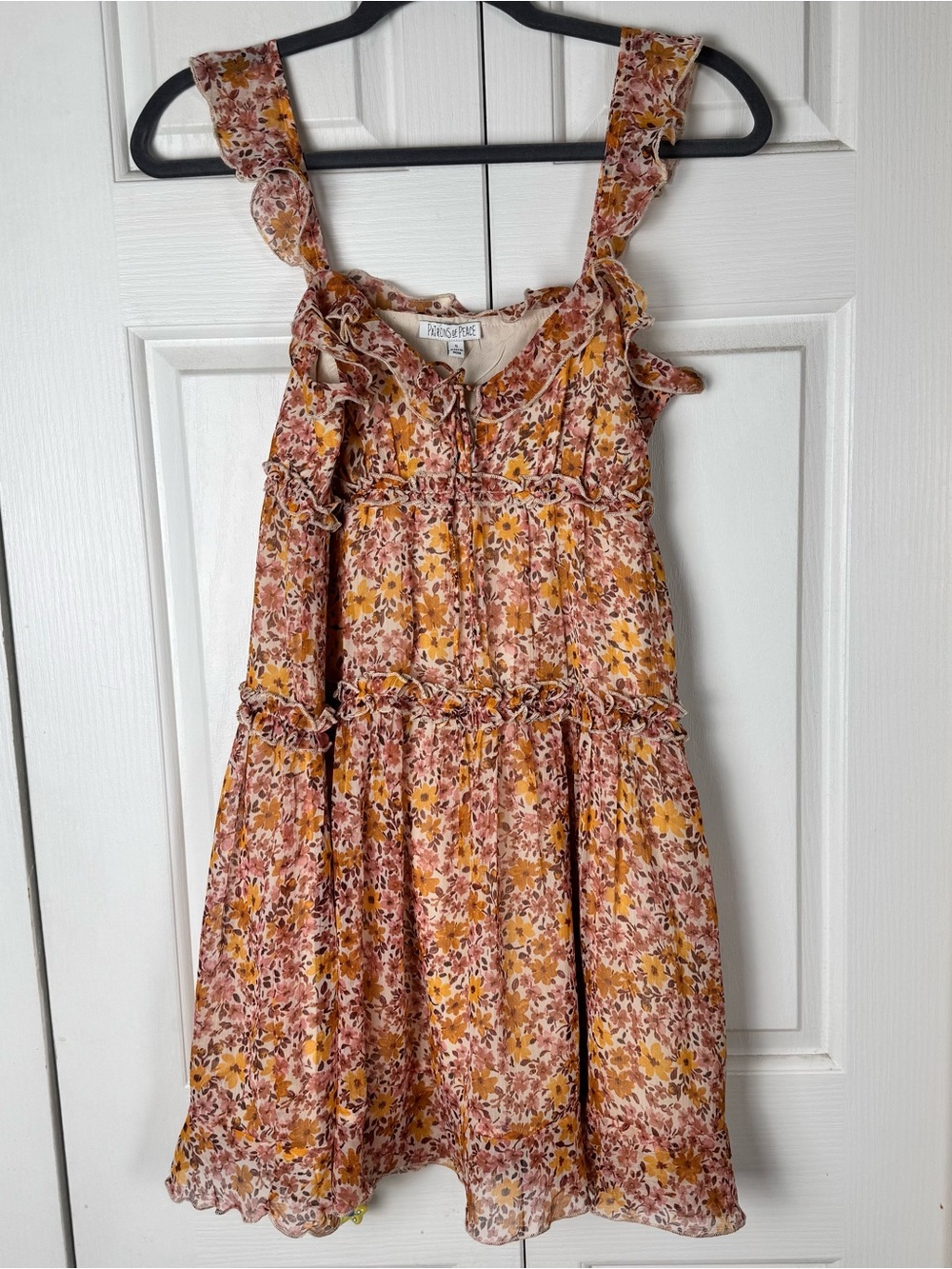 NWT Patrons of Peace Floral Tiered Ruffle Strap Mini Sundress Size S